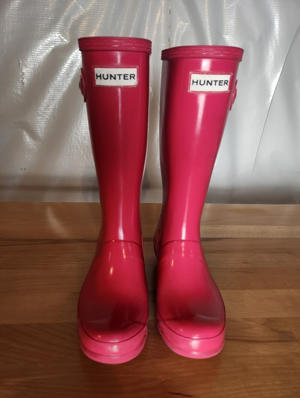 Hunter Original Kids Gloss Tall Rain Boots Pink Girls US 3 Waterproof Outdoors